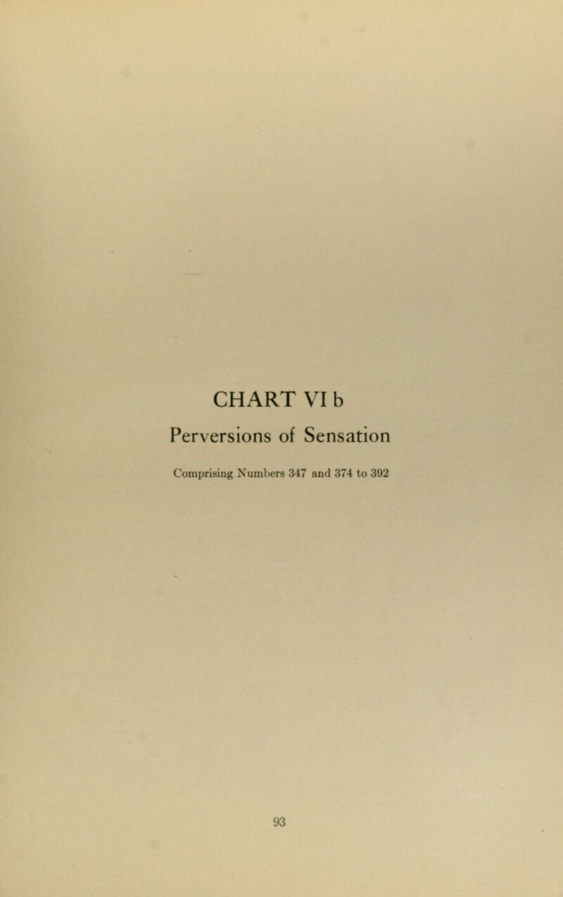 CHART VI b Perversions of Sensation Comprising Numbers 347 and 374 to 392