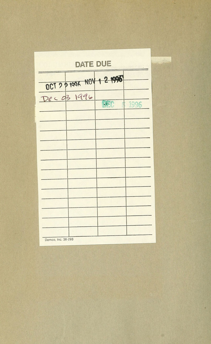 DATE DUS __-— unv -4J2rflflS OCT 9'! hptf N0> J u l//*» T>e <~ o' 2, \4<tU .I-' - j Demco, Inc. 38-293