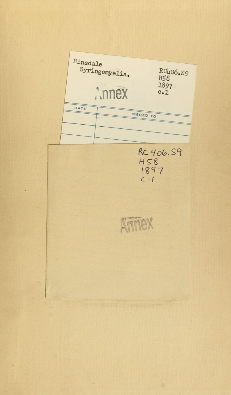 Hinsdale S^ingongrelia, RC^06.S9 1897