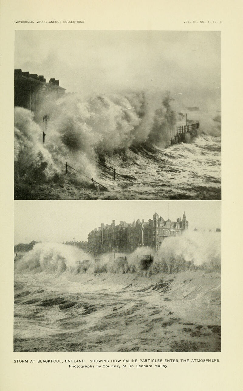 STORM AT BLACKPOOL, ENGLAND. SHOWING HOW SALINE PARTICLES ENTER THE ATMOSPHERE Photographs by Courtesy of Dr. Leonard Malloy