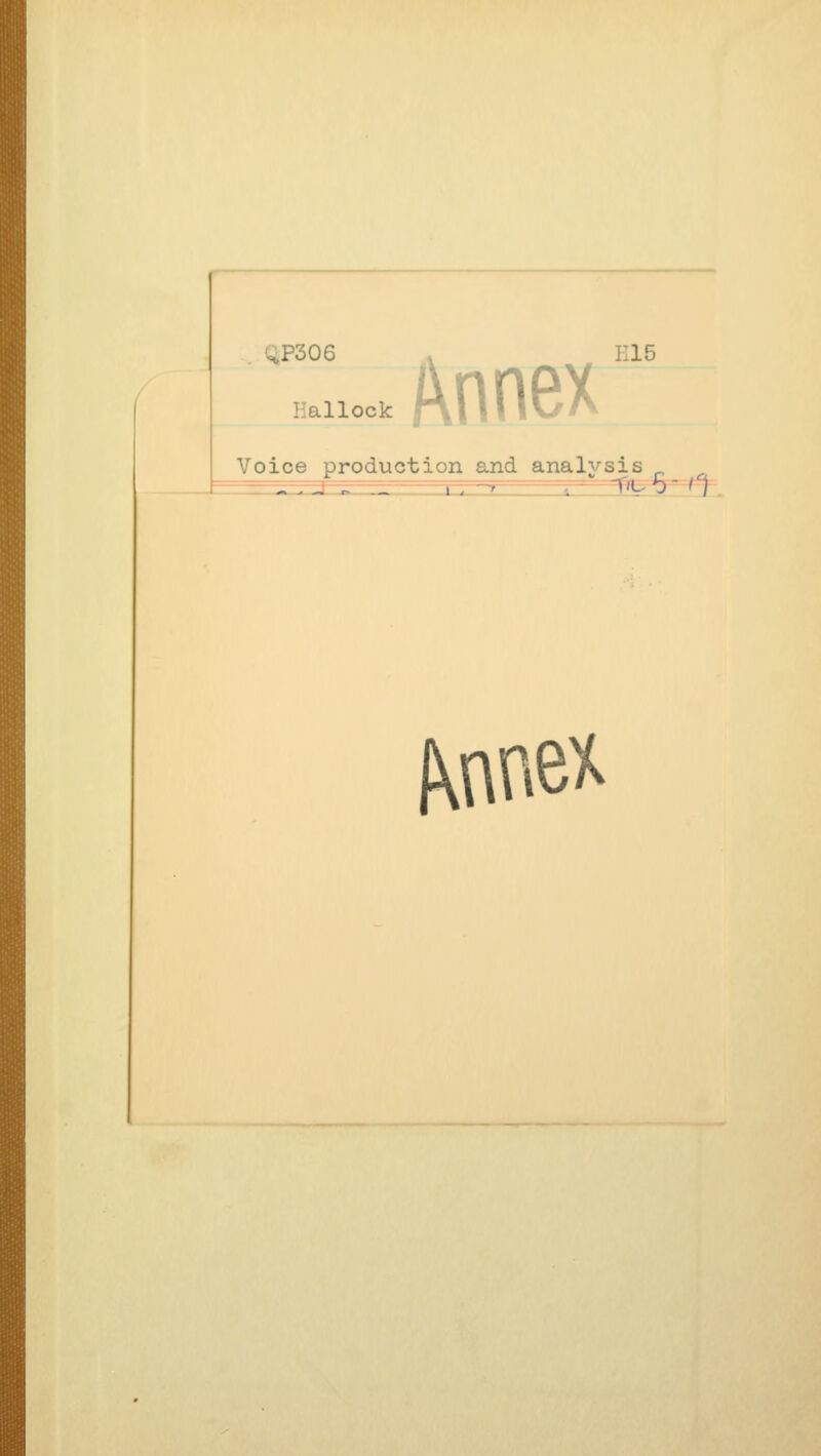 Annex ,P306 » _ E15 Ilallock Voice production and analysis Knne^