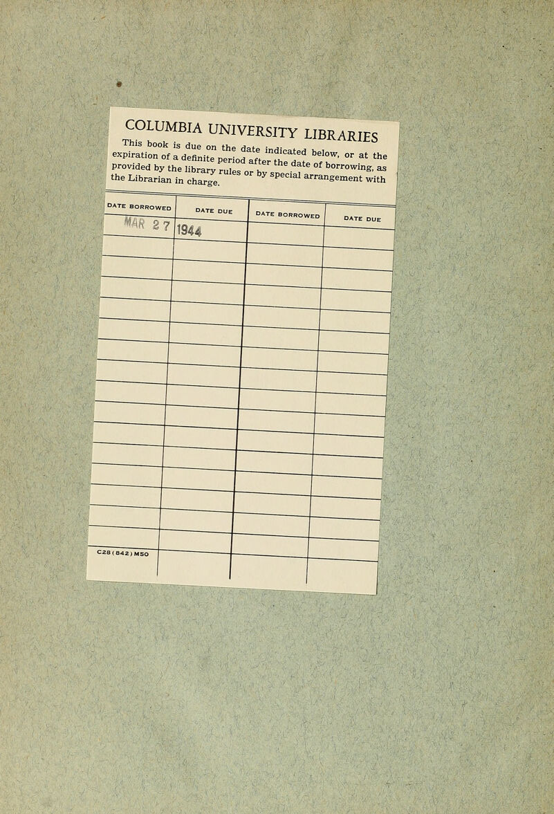 COLUMBIA UNIVERSITY LIBRARIES W~27\ DATE BORROWED OATE DUE
