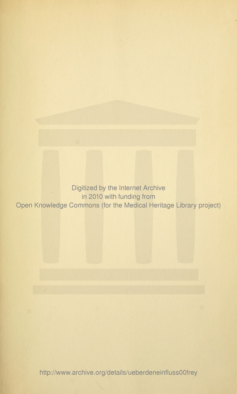 Digitized by the Internet Archive in 2010 witii funding from Open Knowledge Commons (for the Medical Heritage Library project) http://www.archive.org/details/ueberdeneinflussOOfrey