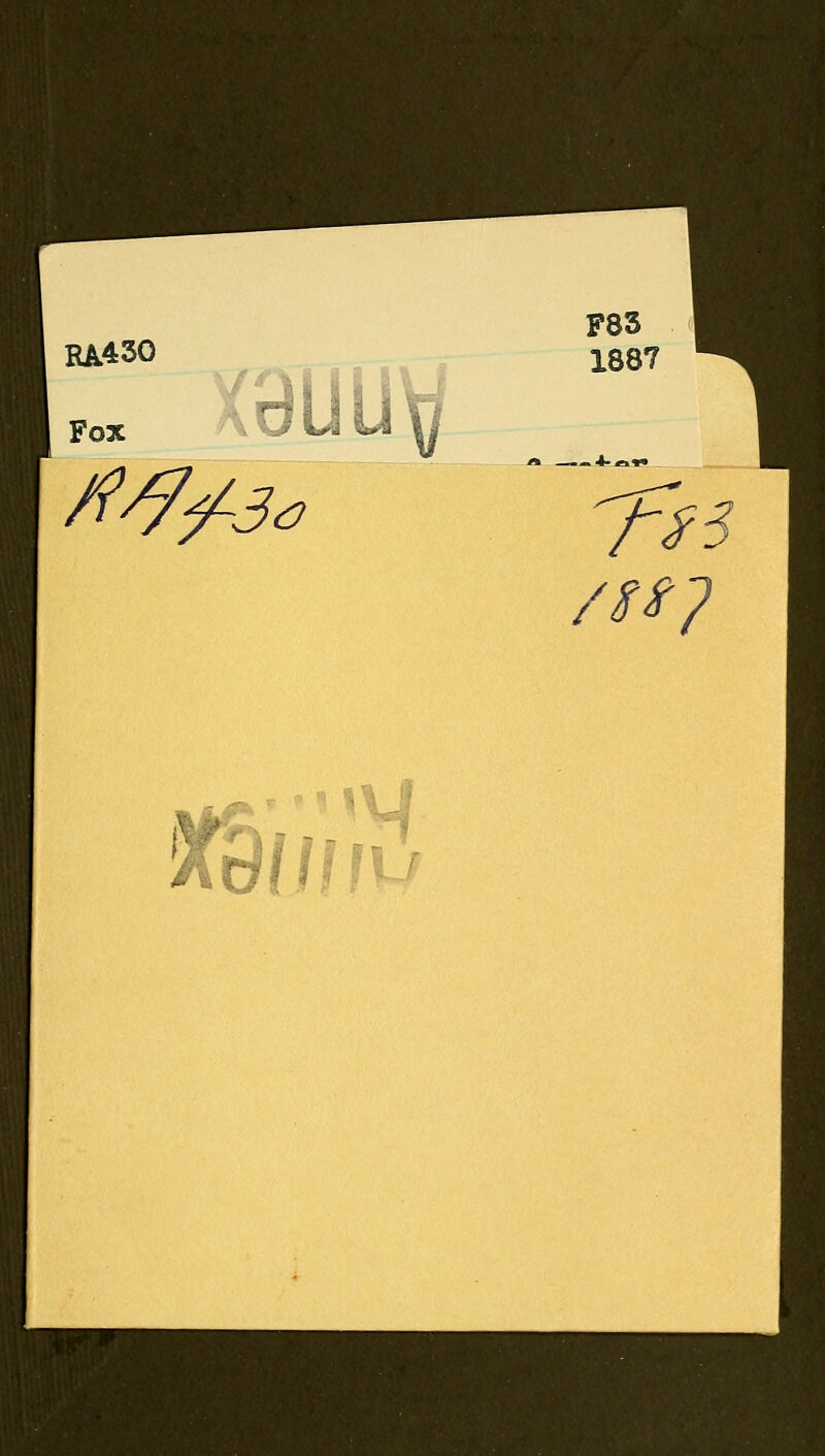 RA430 Fox A'^/J^ F83 1887 T^5