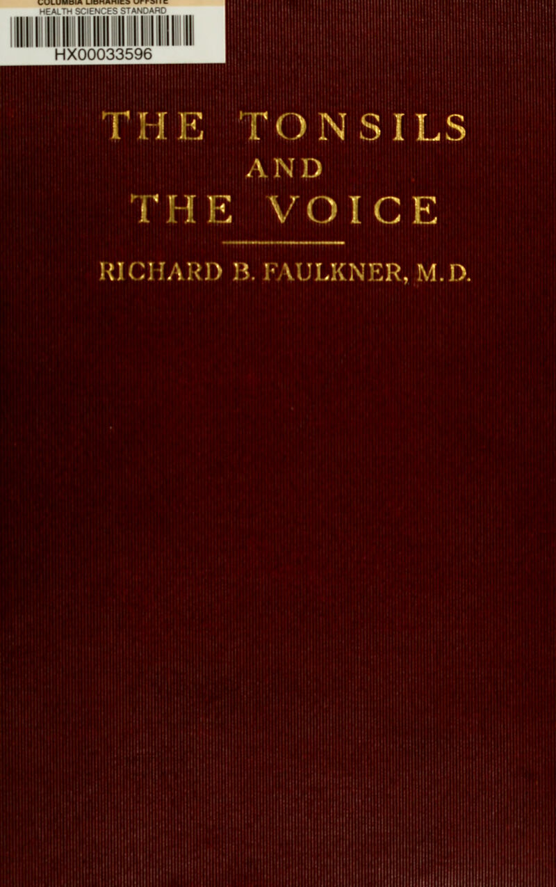 HX00033596 THE TONSILS AND THE VOICE RICHARD B. FAULKNER, M.D.