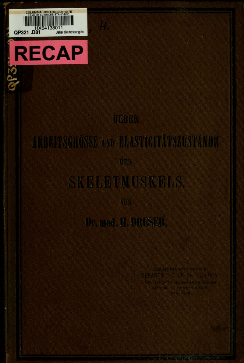 COLUMBIA UBRARIES OFFSITE HEALTH SCIENCES STANDARD HX64138011 QP321 .D81 Ueberdiemessungde ^Mmmw^mm^y RECAP iß r^ wmm ootffWflm^v'ro?..- DliPABT^^ y g%^%%;%%j%i^%^%»g^%;j^^:-g:%i$^%