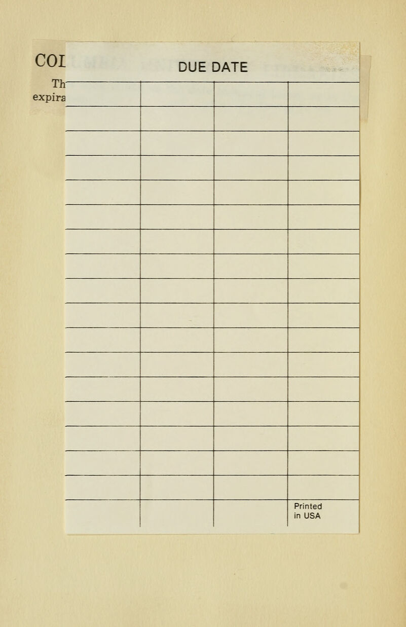 COI DUE DATE Th expira Printed in USA