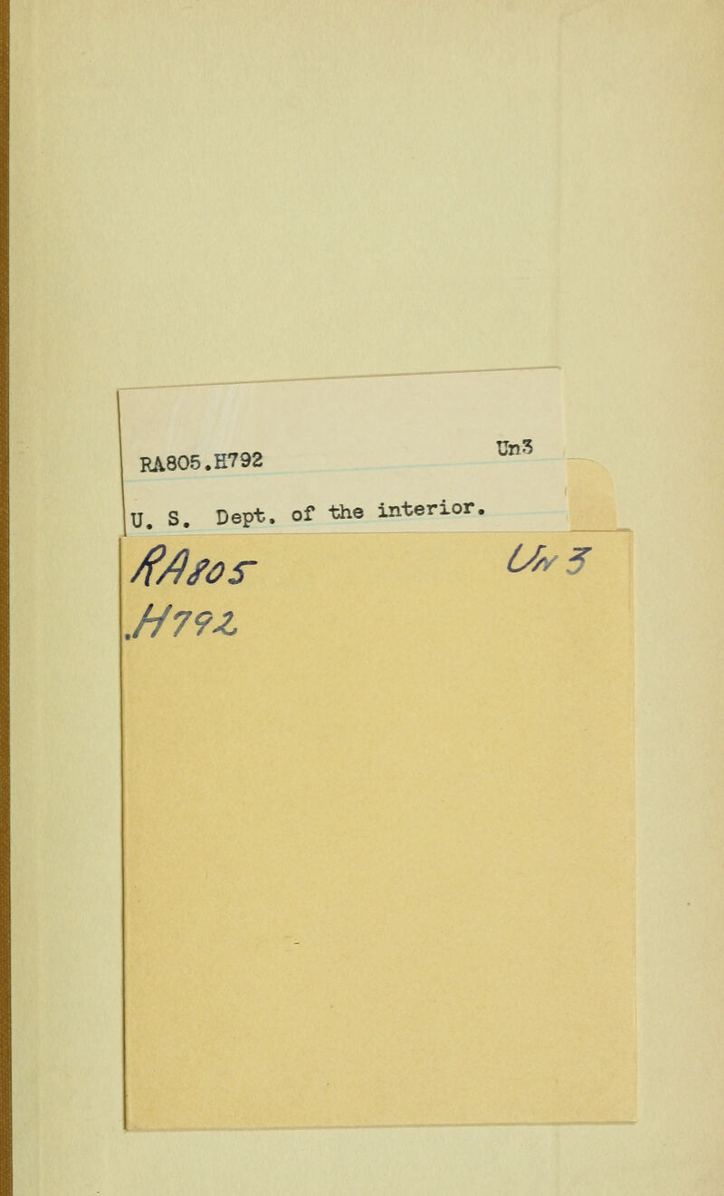 RA805.E792 ^^^ U. S. Dept. of the interior. .//79Z