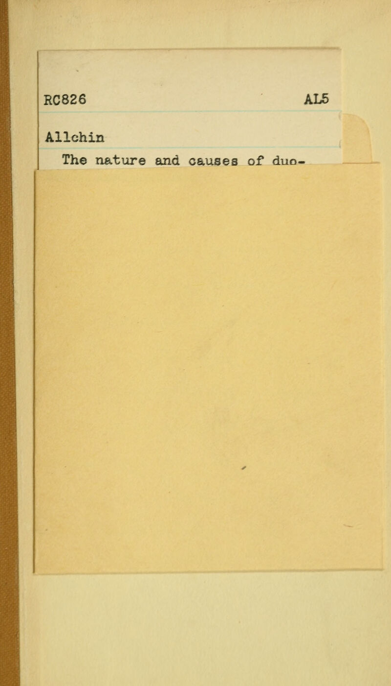 RC826 AL5 Allchin The nature and causes of duo-