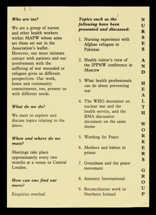 Medical Association for Prevention of War : "Patriotism is not enough. I must have no hatred in my heart." 1915 / Medical Association for the Prevention of War.