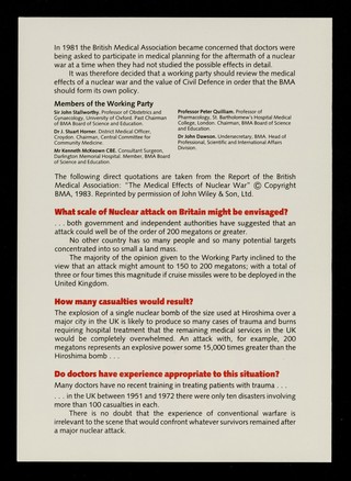 What do doctors say about... ...the medical effects of nuclear war? / Medical Campaign Against Nuclear Weapons.