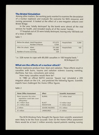What do nurses say about... ...the nursing implications of nuclear war? / Medical Campaign Against Nuclear Weapons.