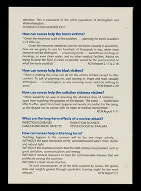 What do nurses say about... ...the nursing implications of nuclear war? / Medical Campaign Against Nuclear Weapons.