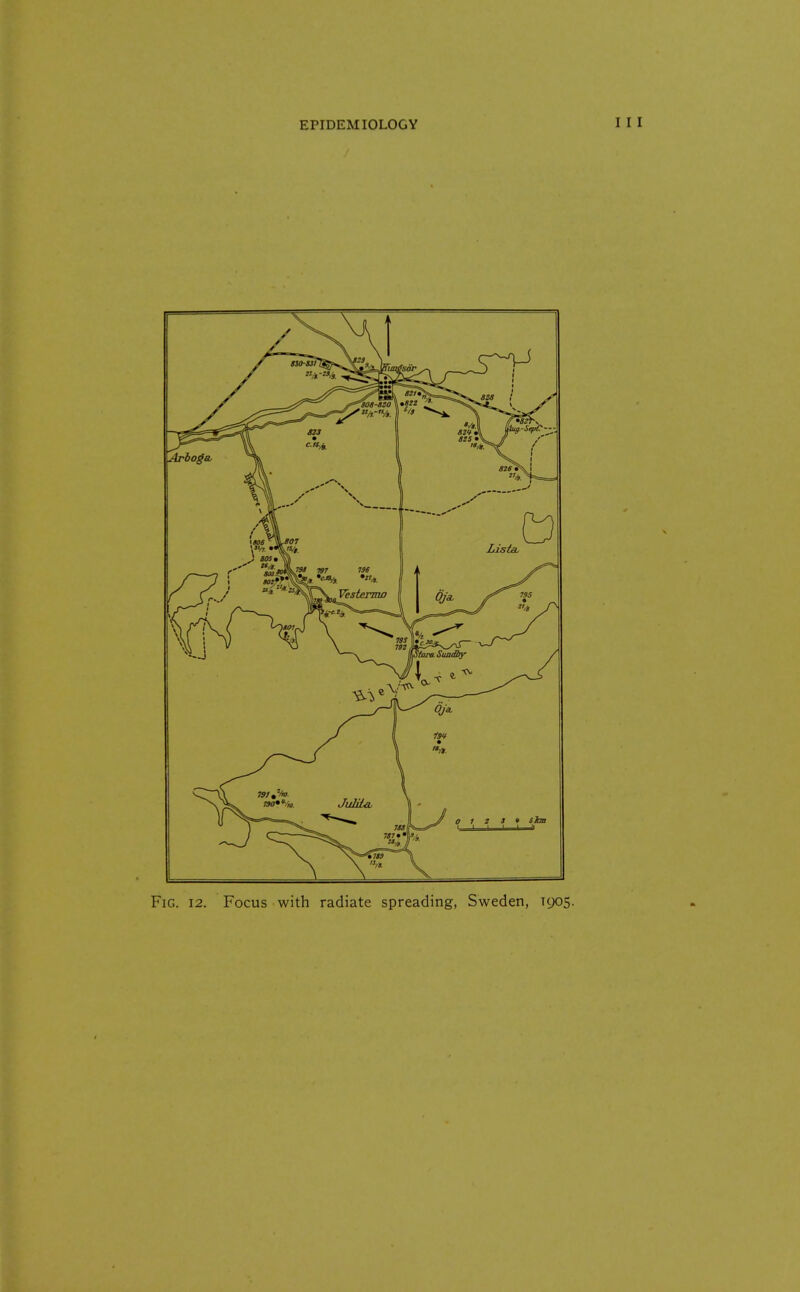 Fig. 12. Focus with radiate spreading, Sweden, T905.