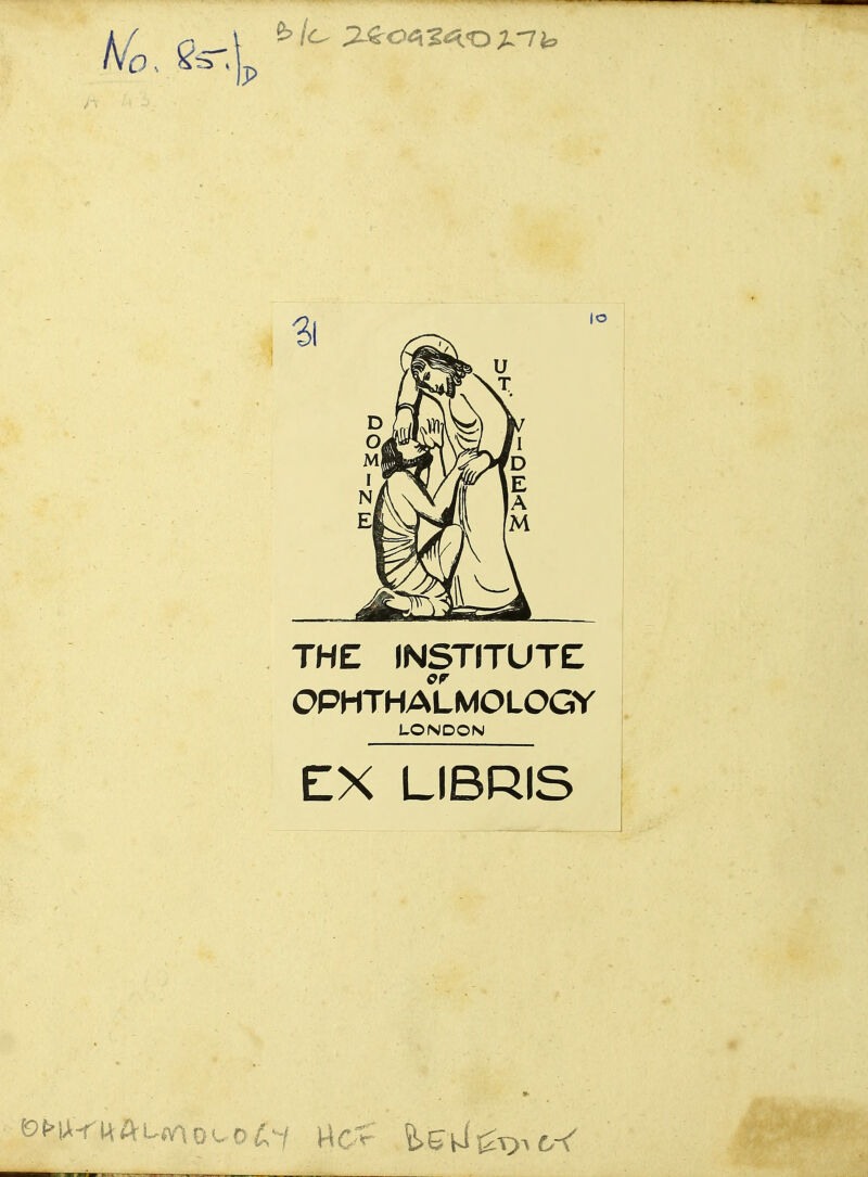 THE INSTITUTE OPHTHALMOLOGY LONDON EX LIBRIS