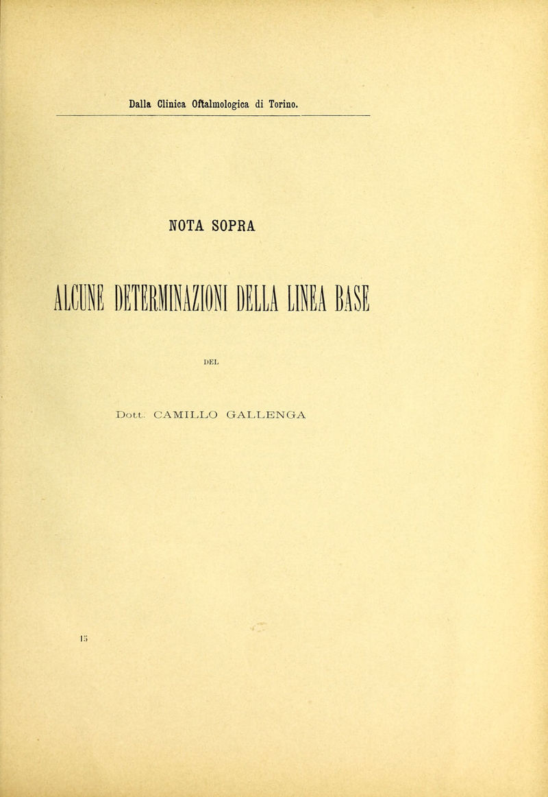 NOTA SOPRA ALCUNE milMZII ILLA LIMA BASI DEL Dott. CAMILLO GALLENGA 1:5