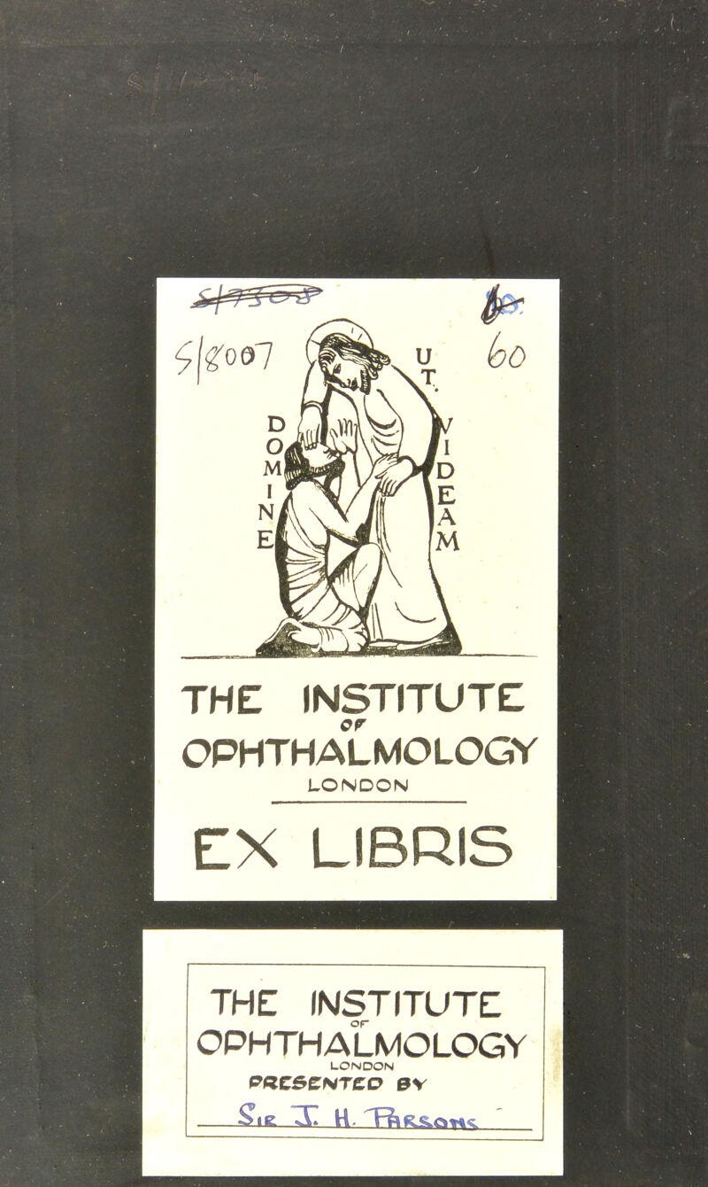 THE INSTITUTE OPHTHALMOLOGY LONDON EX LIBRIS