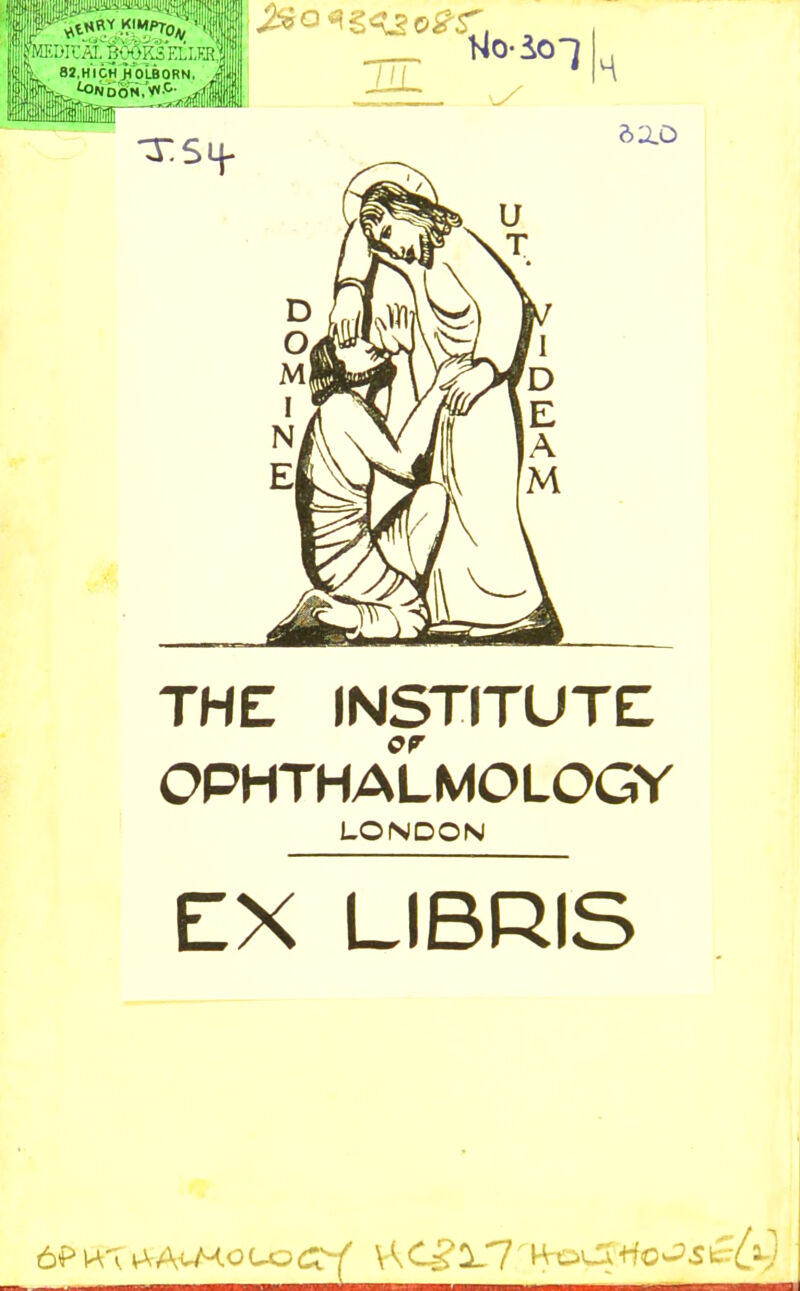 THE INSTITUTE OPHTHALMOLOGY LONDON EX LIBRIS