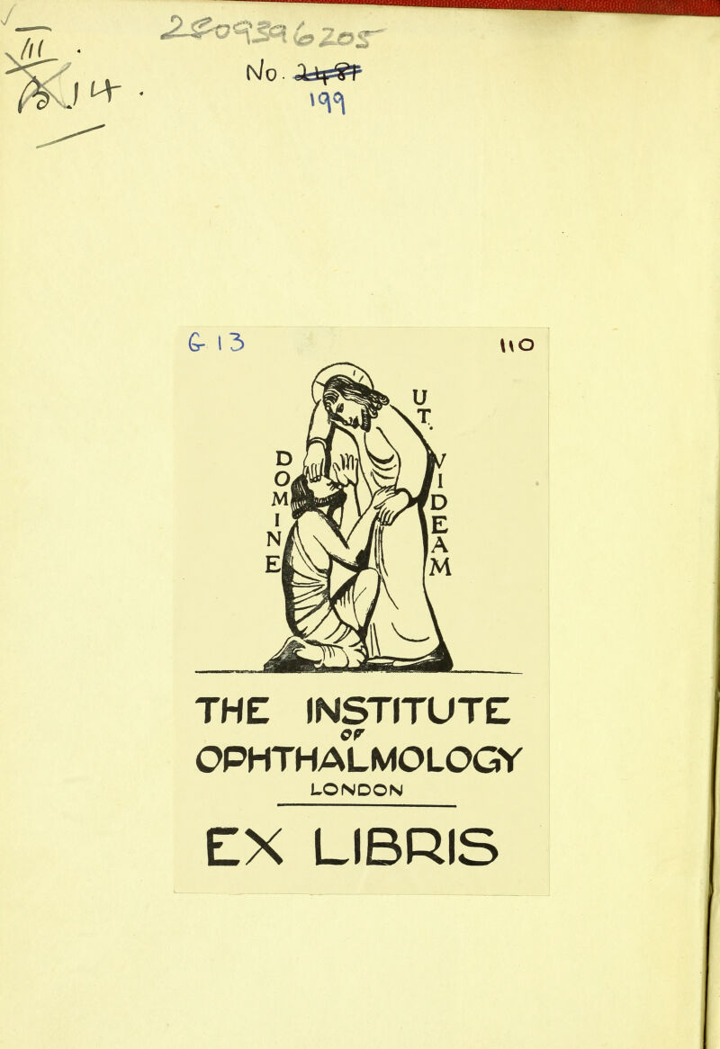 THE INSTITUTE OPHTHALMOLOGY LONDON EX LIBRIS