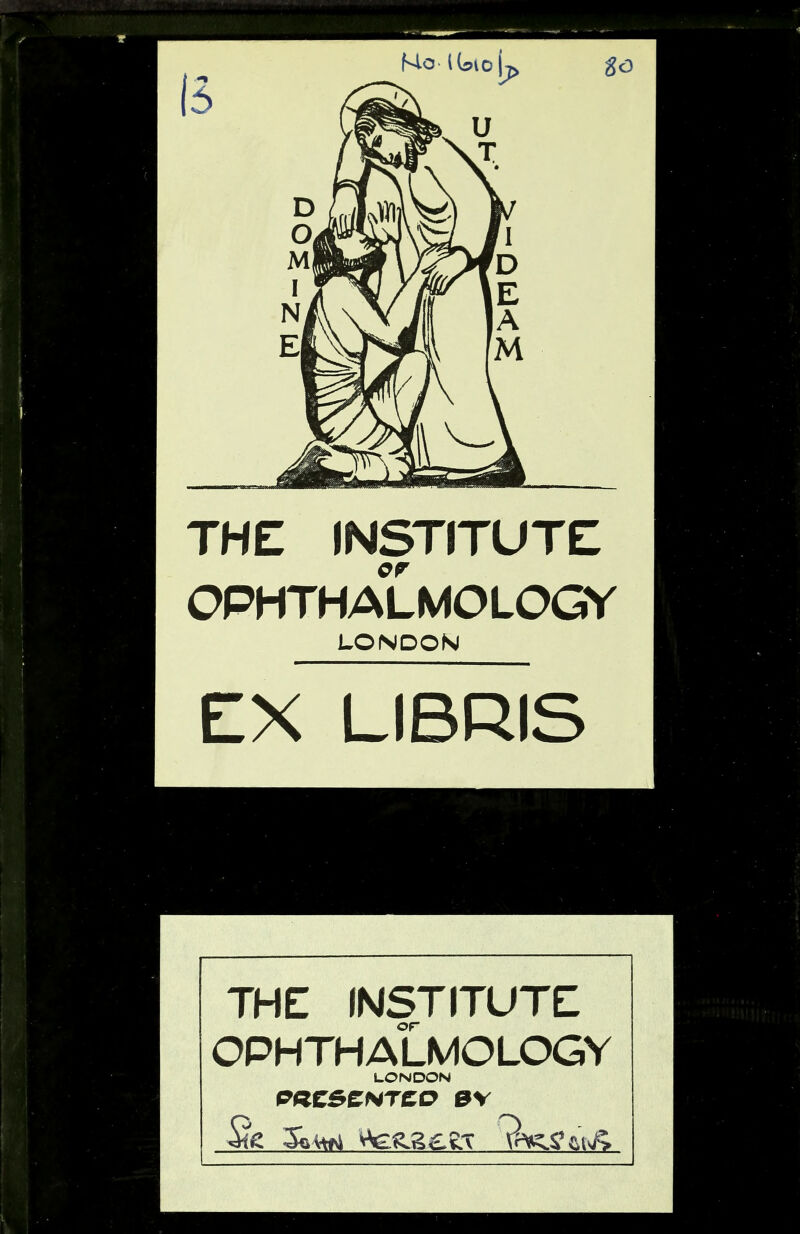 THE INSTITUTE OPHTHALMOLOGY LONDON EX LIBRIS