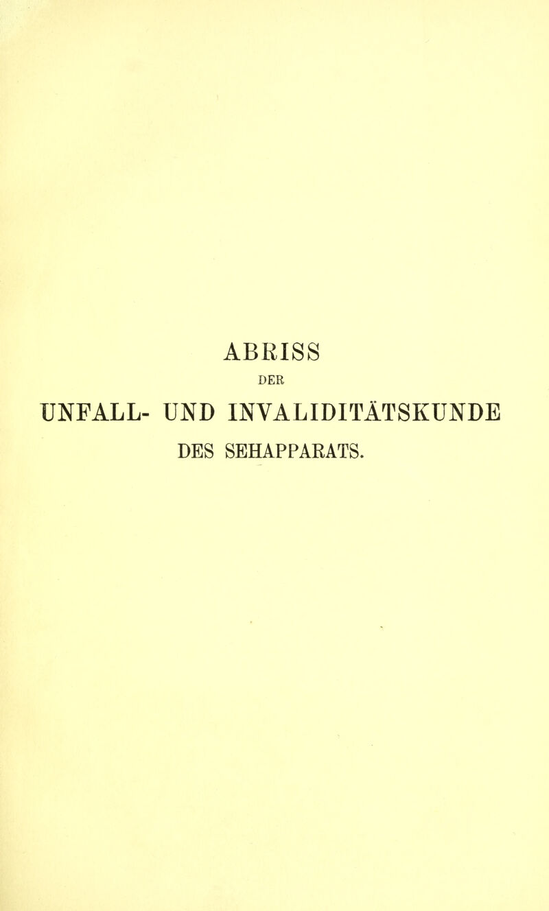 ABRISS DER UNFALL- UND INVALIDITÄTSKUNDE DES SEHAPPAKATS.