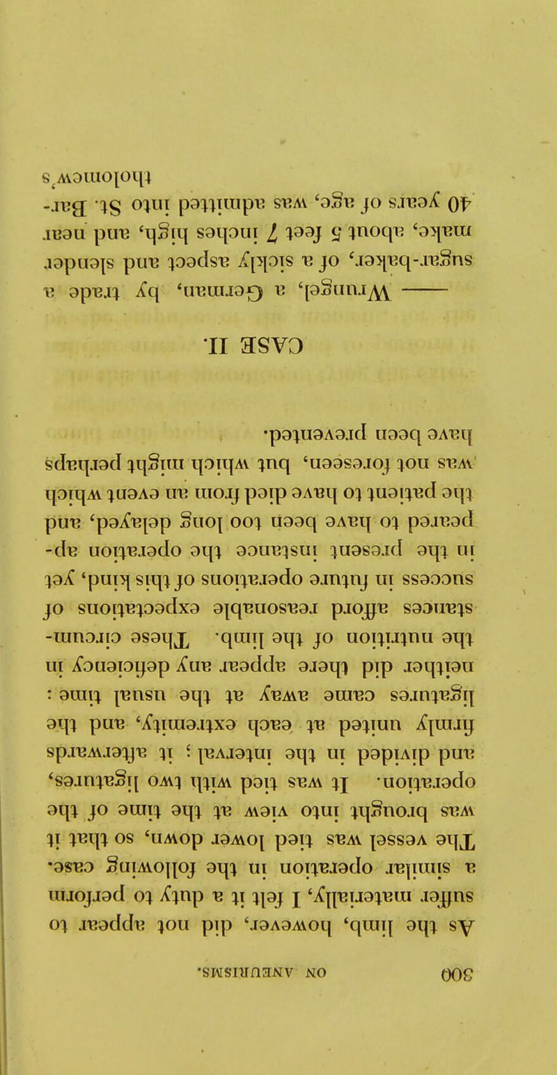 S(AV0UlO[Oq4 -jug <nm pb^irapi3 sbav 'zSv. jo sjt;9jC o?7 .IU9U pire <q§iq S9ipui / *99J s fnoqe 'o^-eui .I9pil9|S pUT3 P3CIST3 ipptS ^ JO cJ3^q-aT3§nS B 9p^.n Xq *ireuiJ9*) X? 'pSum^V ii asvo •p9^U9A9jd U99q 3A13q sd^qj9cl iqSiui qoiqAv inq 'u99S9.ioj iou sbav qoiqAv ;a9A9 ire uiojj porp 9Amj 0} 4 tarred 9qi pne 'paiCepp Suoj 004 d99q 9Aeq 0% p9Ji?9d -de uorxejgdo 9q^ 99ux?^sui ^u9S9id gqi in 49^ 'pin^surj jo suoiiBjgdo 9Jinnj in ss90ons JO SUOI^^99dx9 9{q^U0S^9i pJOJJ'B S93TIB1S -ranano gsgqjQ 'qtuq 9qi jo uoriunru 9qi in Xou9ioy9p Jims jE9dde 9J9q^ pip isqipu : 9rari rensn 9qi ye Aba\t2 9ureo S9.m:re£q aqi pne '^11119^X9 qoE9 ya p9^iun a^uiju SpJEA\J9^'B }l f |EAJ9^UI 9q^ UI pgpiAip pUT? 'S9.mre§q oay:j seav %j uorrejgdo 3iri jo 9Uii^ 9q^ ys a\9ia o^ui ^qSnojq si3A\ %l OS 'UMOp J9A\0( p9l} S12AY pSS9A 91JJ, •9seo SuiAvoqoj 9q^ in uoiyeiado xejiuiis v, uuojjgd 01 A^np 12 ;i ^pj j ^jfeua^ui J9Jjns 04 iB9dd^ ?ou pip {J9A9AVoq 'qmq 9qi sy