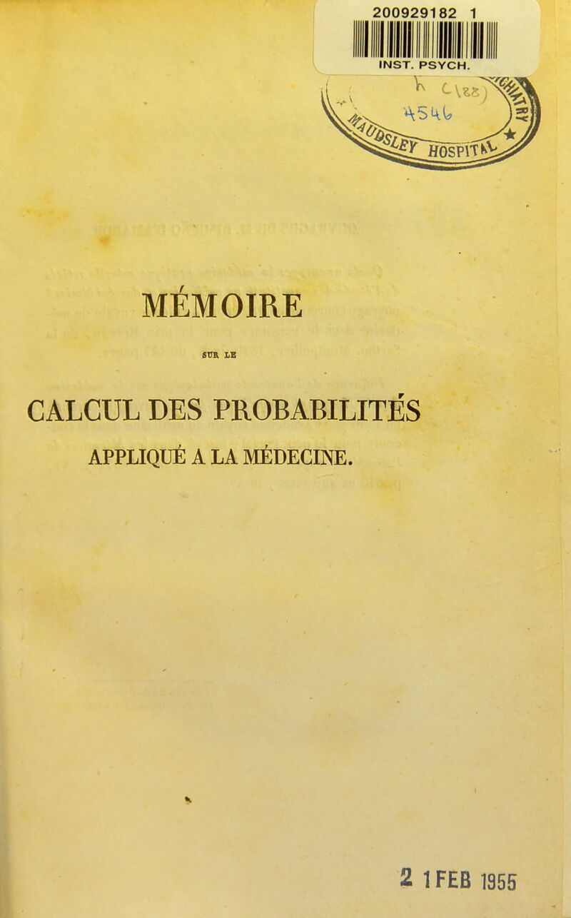 200929 82 INST. PSYCH. HT MEMOIRE CALCUL DES PROBABILITES APPLIQUÉ A LA MÉDEGINE.