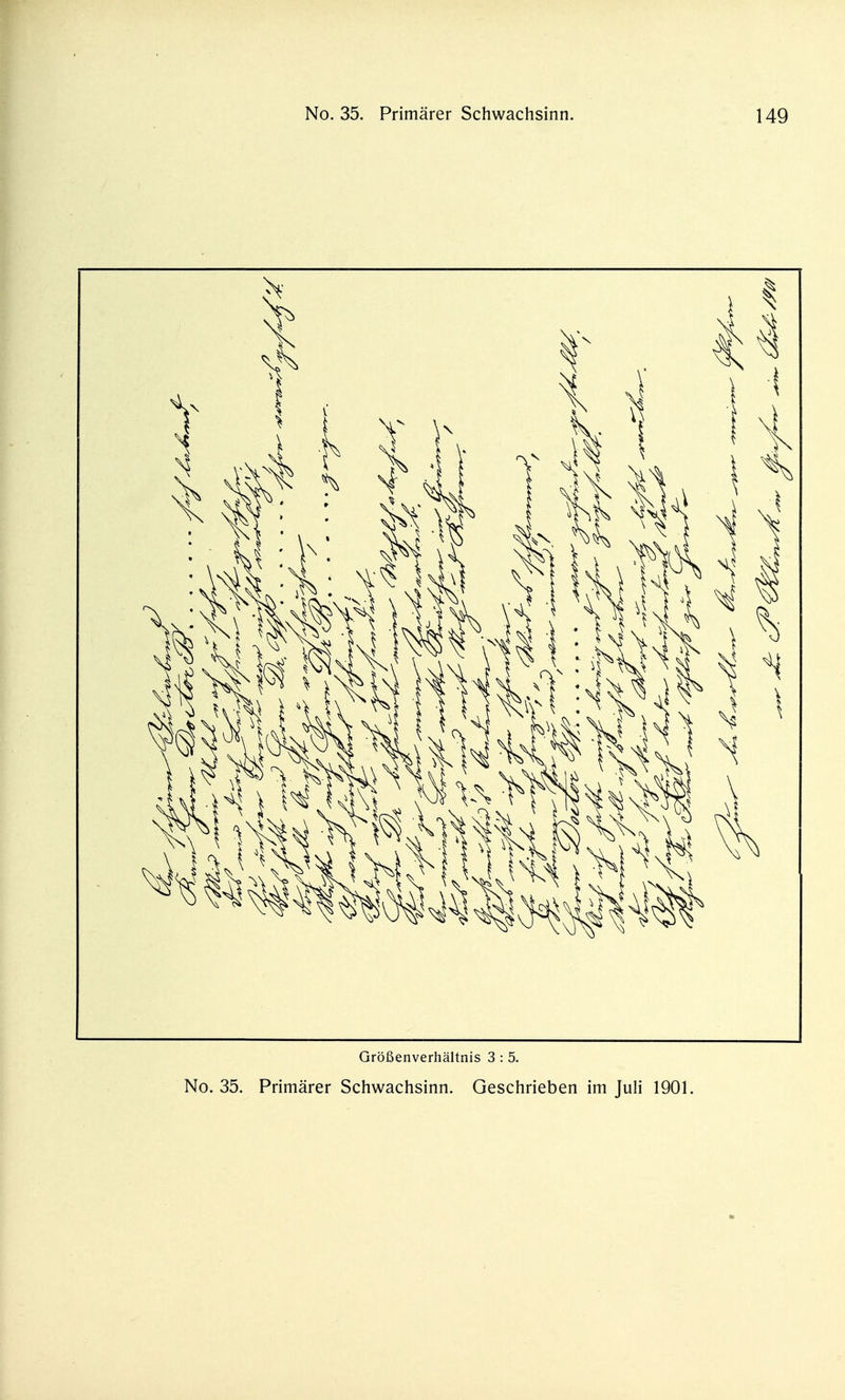 Größenverhältnis 3 : 5. No. 35. Primärer Schwachsinn. Geschrieben im Juli 1901.