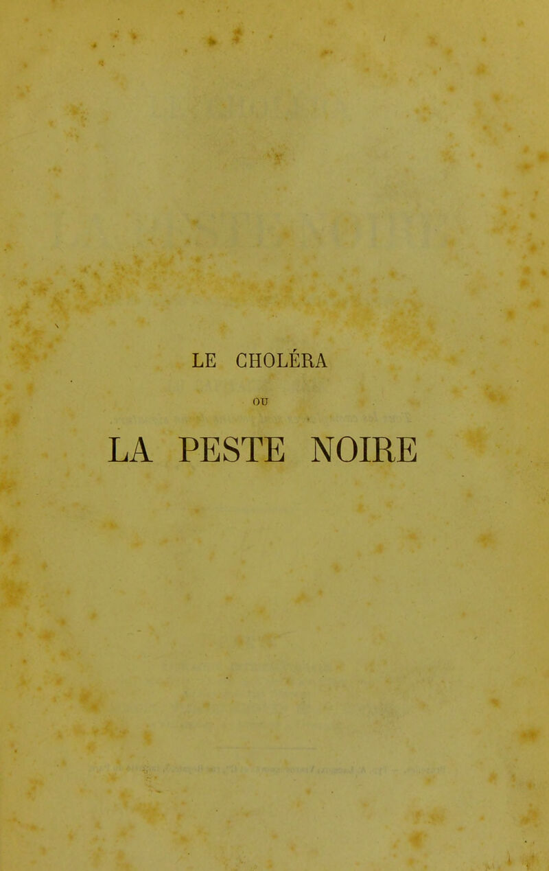 LE CHOLERA ou LA PESTE NOIRE