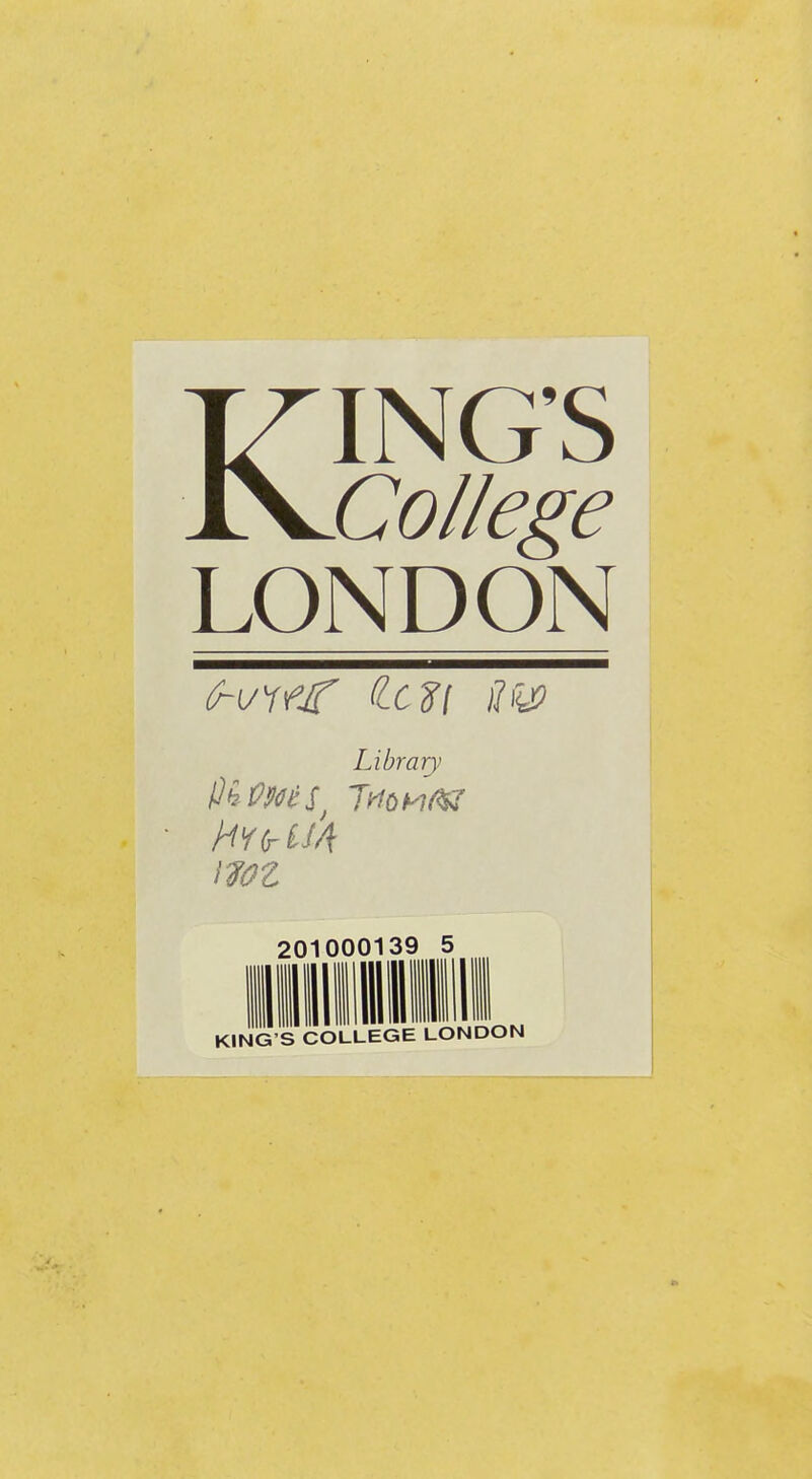 KING'S College LONDON Library Trfo m ft?