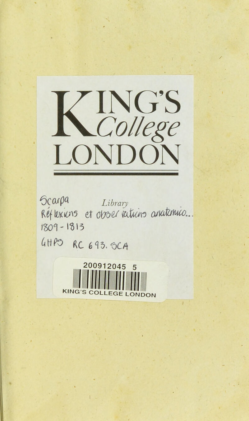 KING'S Collège LONDON ÔÇafp^^ Lihrary