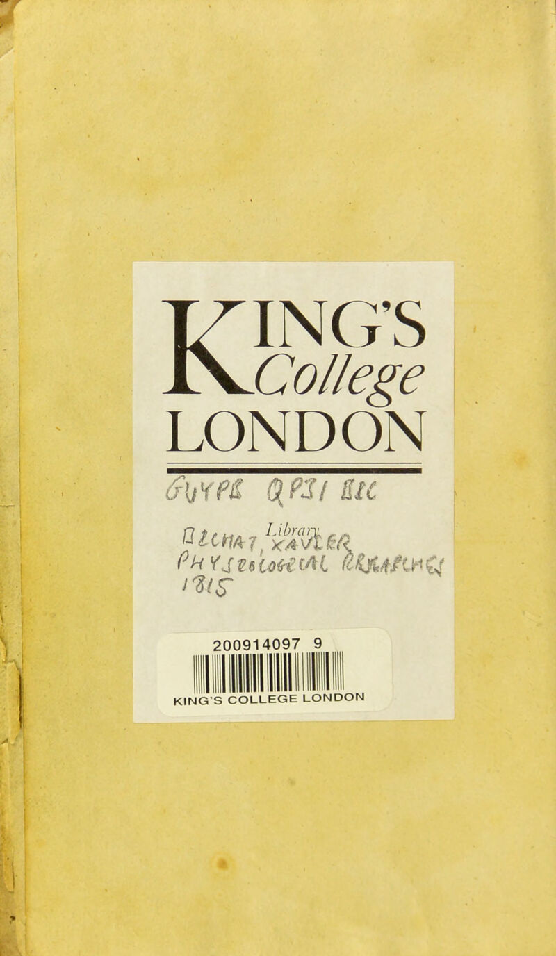 KING'S College LONDON StC 200914097 9 KING'S COLLEGE LONDON