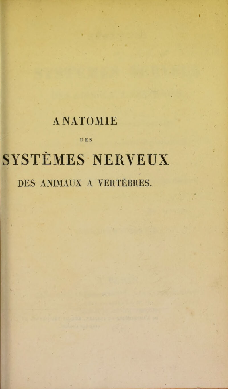 ANATOMIE DES SYSTÈMES NERVEUX DES ANIMAUX A VERTÈBRES.