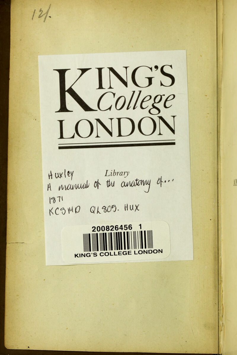 KING’S College LONDON Library ft to % IK1‘ QLICfl- HUX