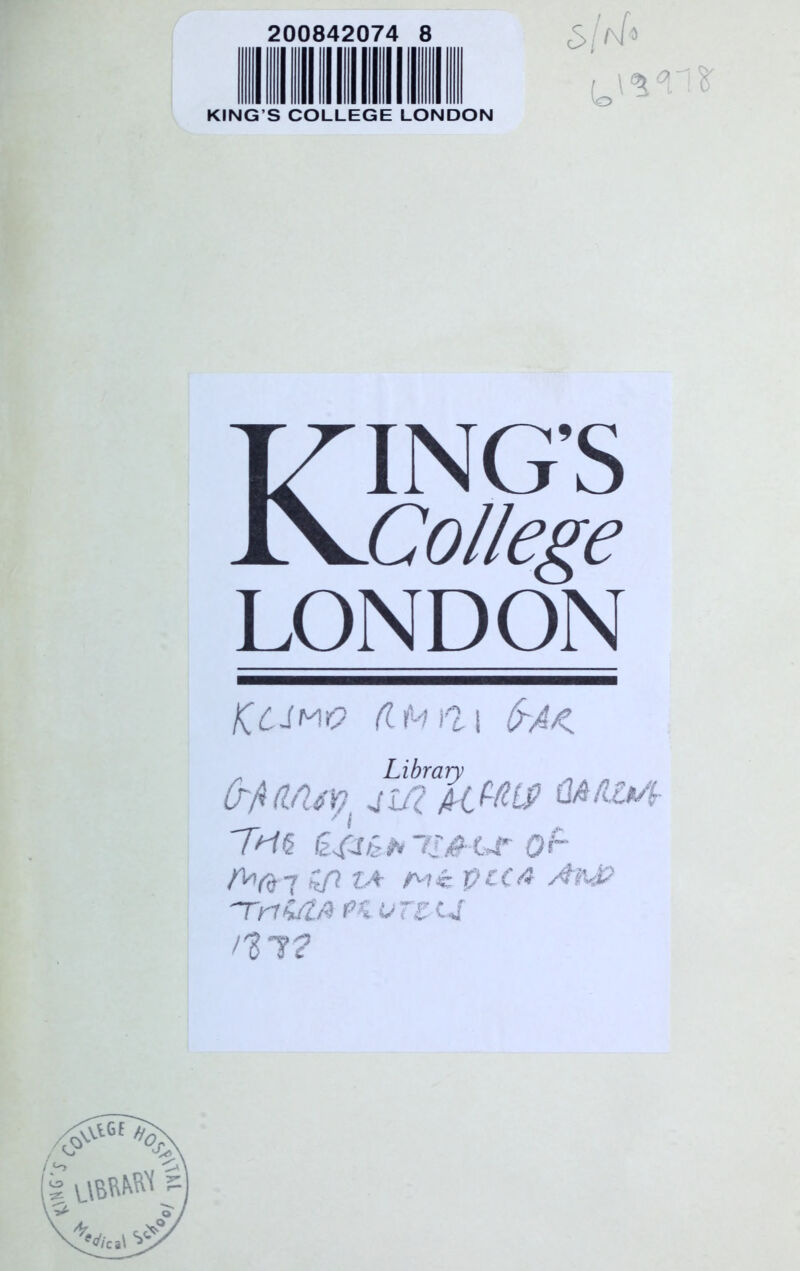 KING S COLLEGE LONDON Kings College LONDON fccjMv a fa vz \ TH6 AVfr7 £/? ZA /Me /ftU? 'TnZrtfi fZVTZ <-4 I'll?