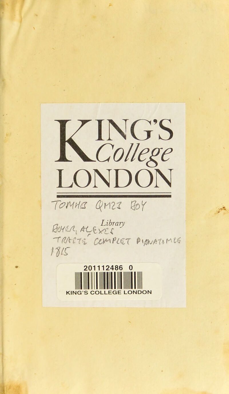 KING’S College LONDON ToHHa û(Y\it 0?^ ~<'l?ACtC C-Ci^l’i<iT ne KING’S COLLEGE LONDON