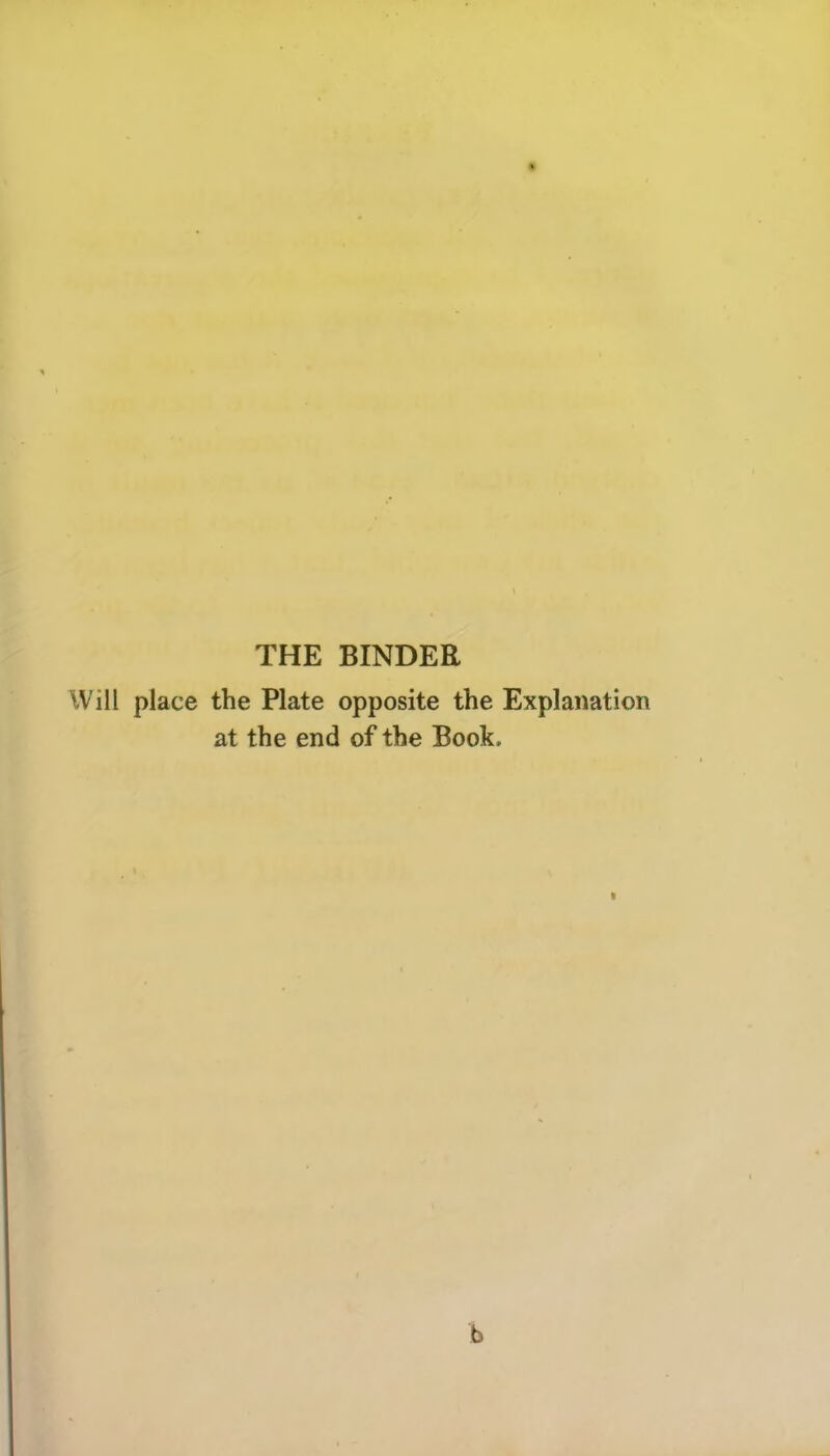 THE BINDER Will place the Plate opposite the Explanation at the end of the Book,