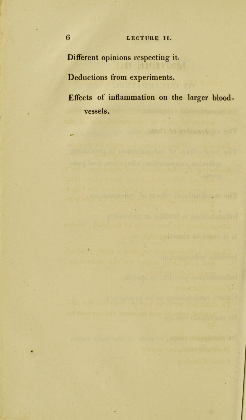 Different opinions respecting it. Deductions from experiments. Effects of inflammation on the larger blood- vessels.