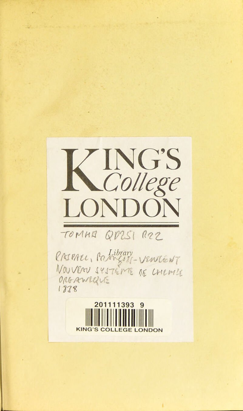 KING’S College LONDON Qp?Si Û?Z- PAJMU x PoM^pŸf- (jt (MtsMii 0(Ur/*rvnqu- im 11393 KING’S COLLEGE 9 III LONDON