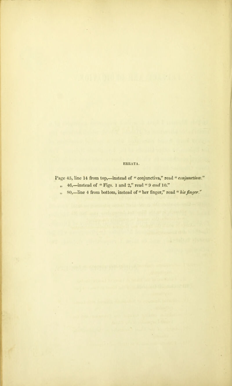 ERRATA. Page 45, line 14 from top,—instead of “ conjunctiva,” read “ conjunctiva „ 46,—instead of “ Figs. 1 and 2,” read “ 9 and 10.”