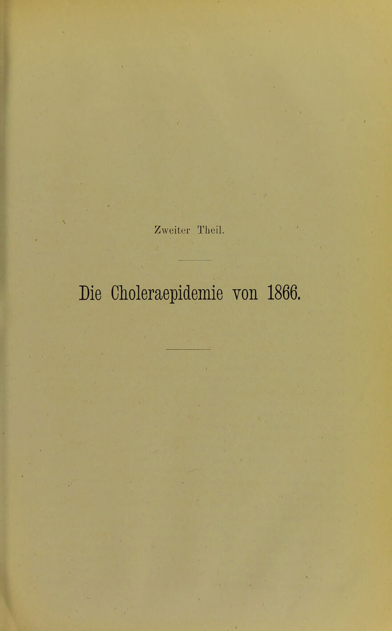 Zweiter Theil. Die Choleraepidemie von 1866. /