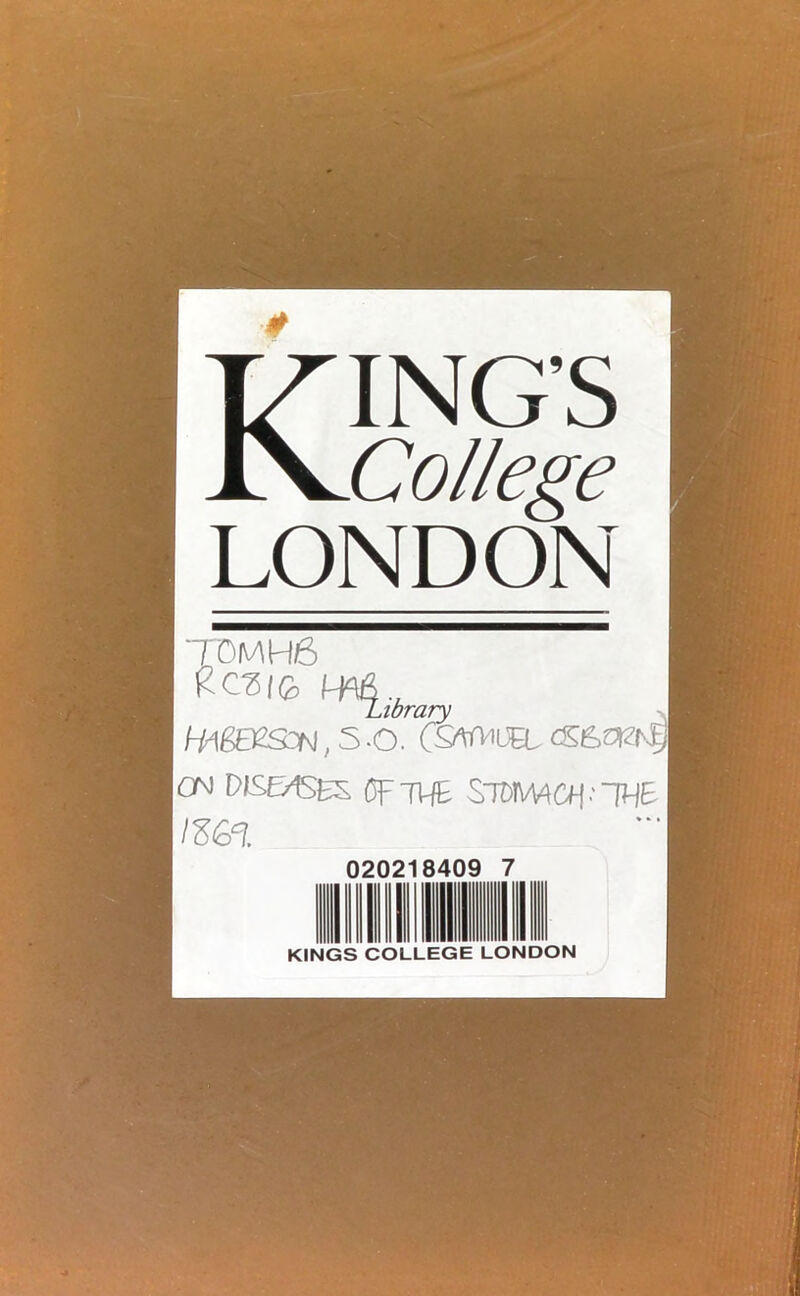 KING’S College LONDON T0MH6 £cZtQ, M Library ,5-0. CSWiU^ CN D/SE'/tSBS DfTHE Srwmaj-'IHB IZ&L KINGS COLLEGE LONDON