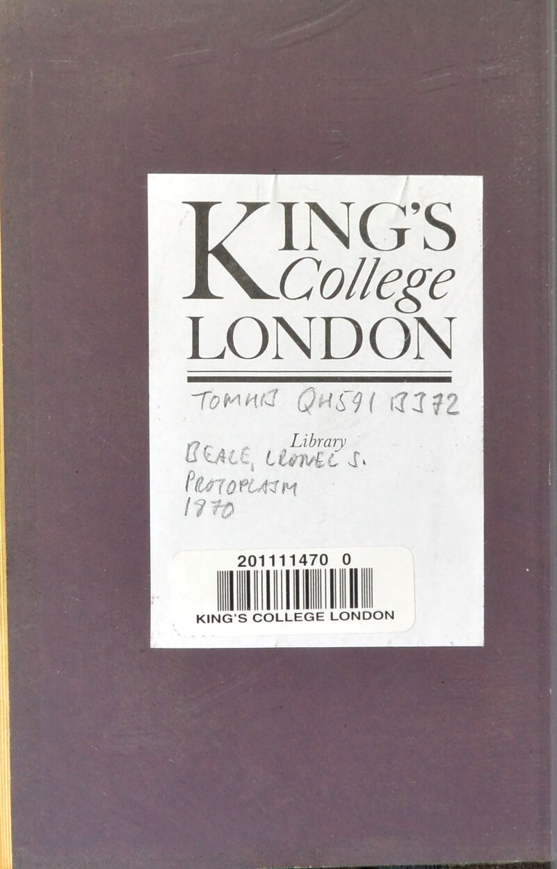 KING’S College LONDON T<?hhcJ Qh<>9( Library Limit vT* Pt#~( Q?L4^ M 11*0