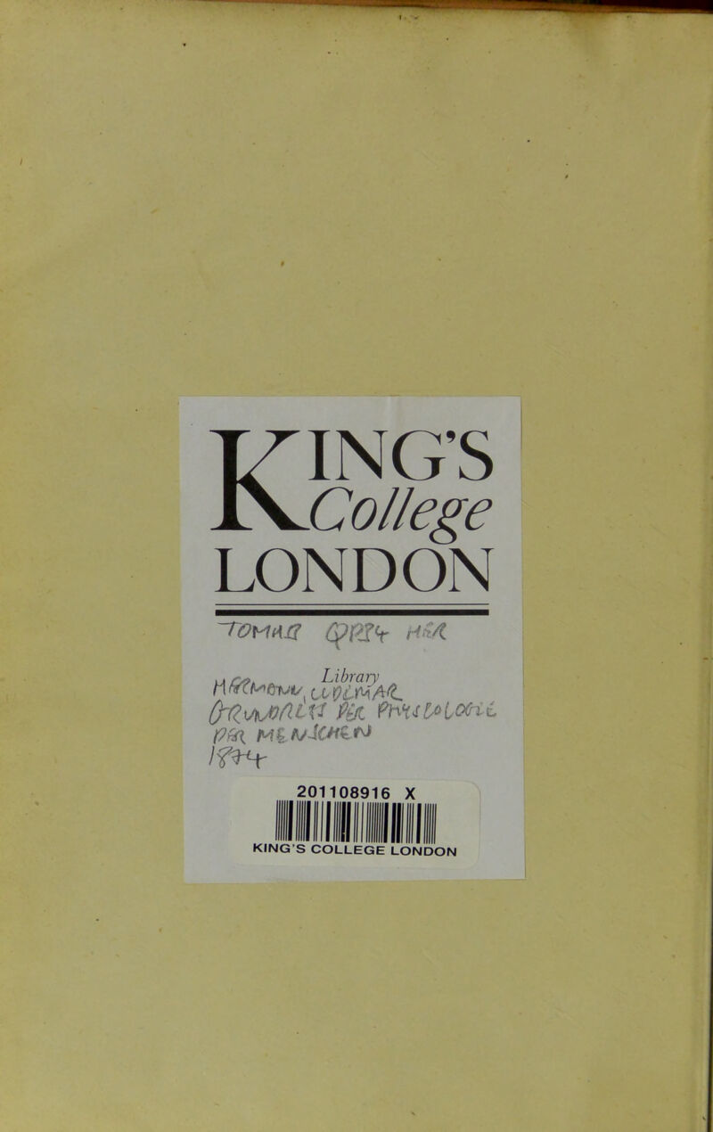 KING’S College LONDON ~roM*a (ppl<r hm. Crd^Jontti Pix twalAl/xu If^t 201108916 X