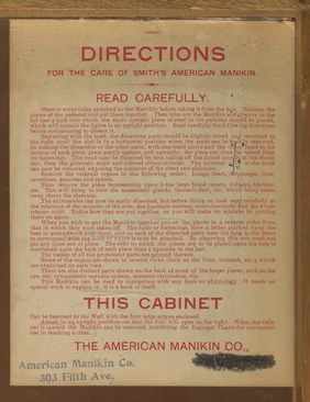 Anatomical figures with detachable parts. Colour lithographs by American Manikin Co., ca. 1890.