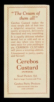 Serve Cerebos Custard with all fruits / Cerebos Purity Products.