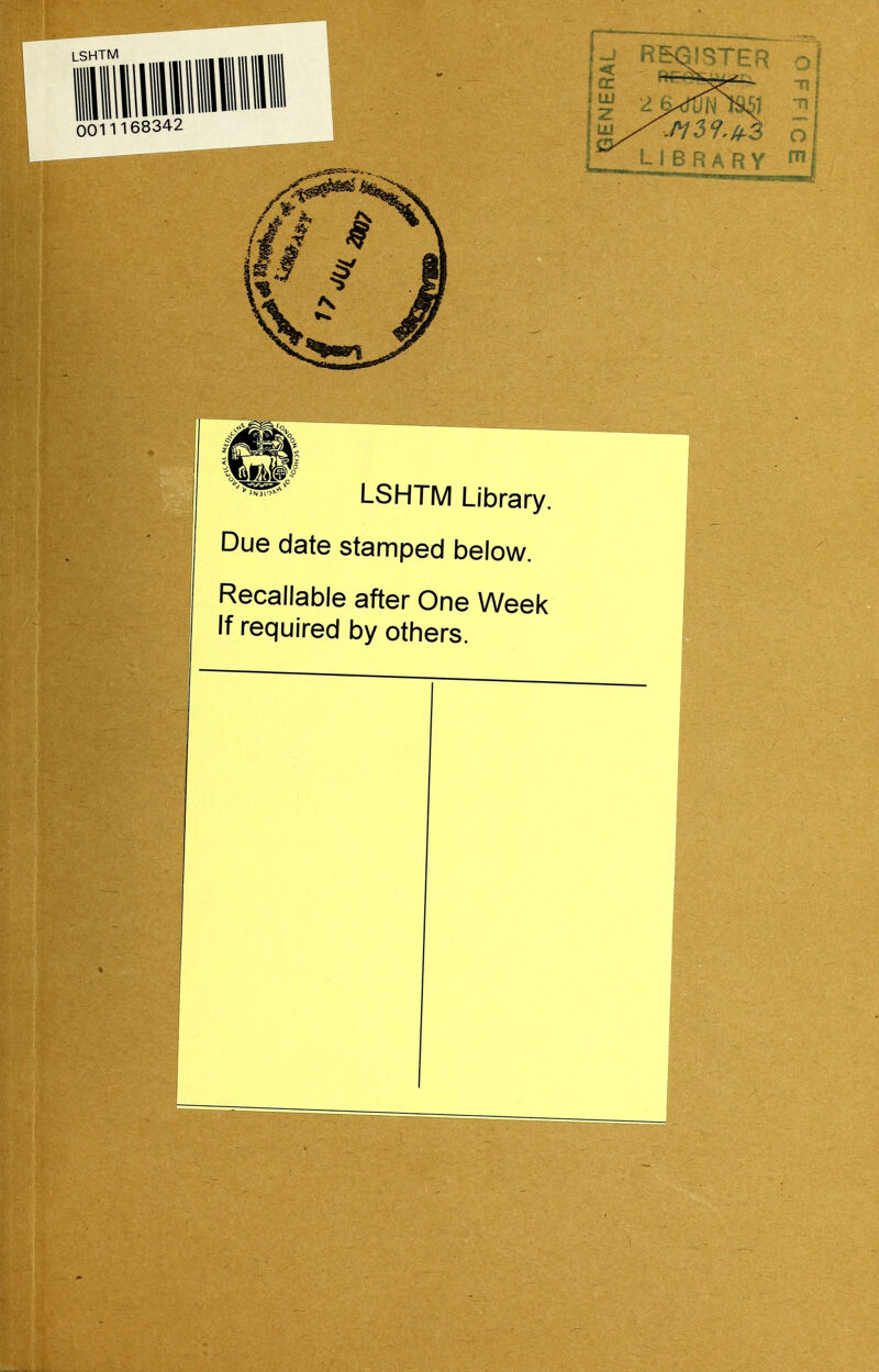 ^ RESISTER ~o] j LIBRARY Due date stamped below. Recallable after One Week If required by others.
