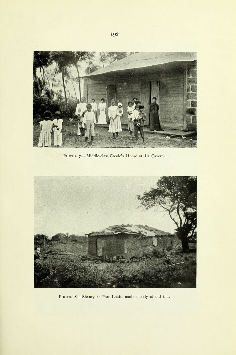 Photo. 8.—Shanty at Port Louis, made mostly of old tins.