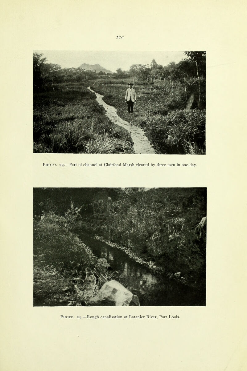 Photo. 23.—Part of channel at Clairfond Marsh cleared by three men in one day.