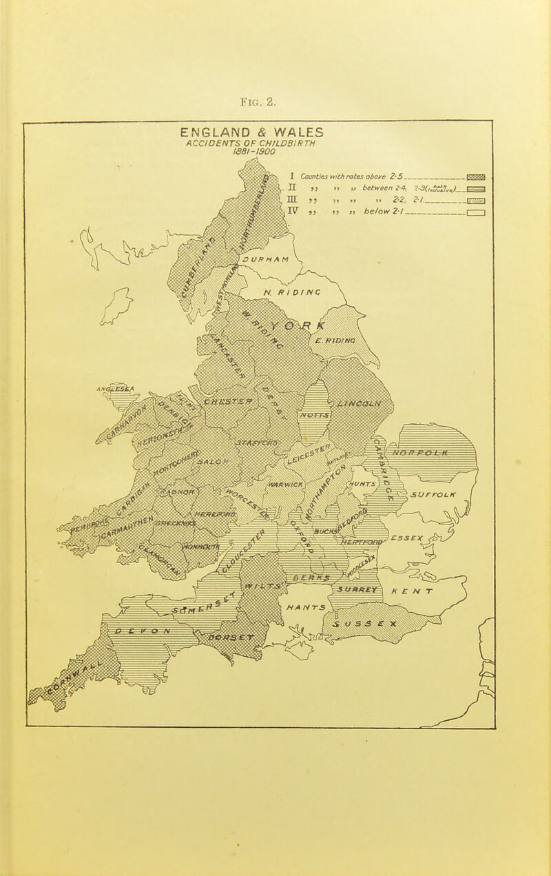 ENGLAND & WALES ACC/OENTS OF CHILDBIRTH 1881-1300 I Counties with rates abofe Z'5 i,. n jj II M between 55 2-1 ^mk^ ,iv »> )) 71 below 2-1 CTZ]